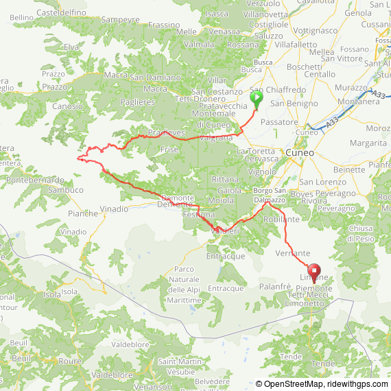 Caraglio to Limone Piemonte route map