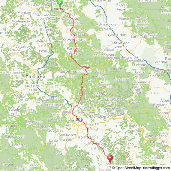 Impruneta to Ponte d'Arbia route map