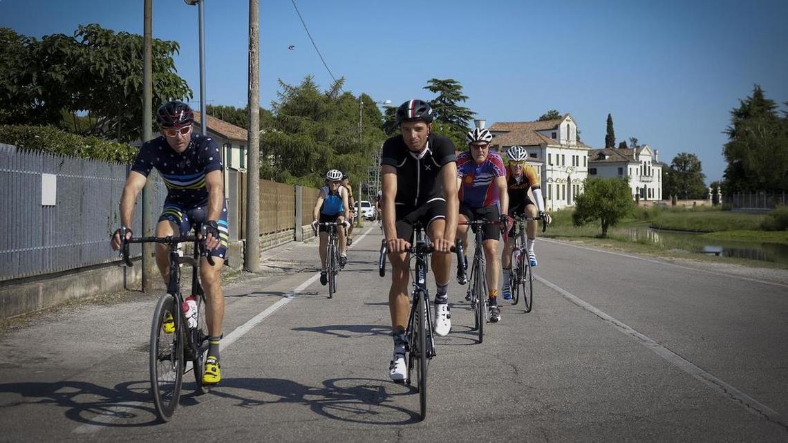Cyclists riding Venice to Ferrara