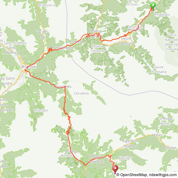Pragelato to Molines-en-Queyras route map