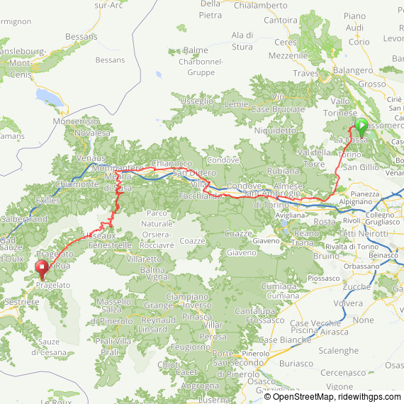Venaria to Pragelato route map